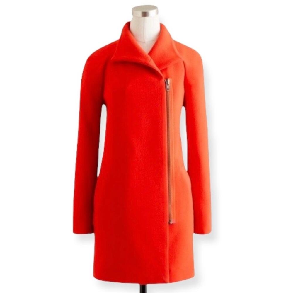 J. CREW | Doublecloth Envelope Coat Envelope Wool Blend Vibrant Flame Red | 8